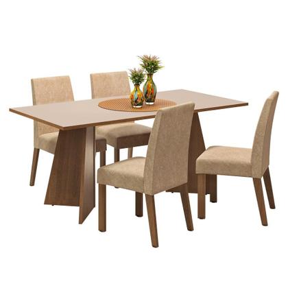 Imagem de Conjunto Sala de Jantar Mesa Tampo de Madeira 4 Cadeiras Rustic/Crema/Imperial April Madesa