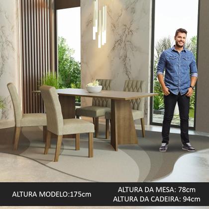 Imagem de Conjunto Sala de Jantar Mesa Tampo de Madeira 4 Cadeiras Rustic/Crema/Imperial Ruby Madesa