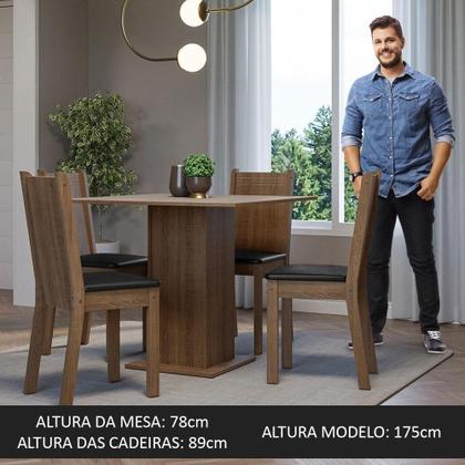 Imagem de Conjunto Sala De Jantar Mesa Tampo De Madeira 4 Cadeiras Rustic/crema/preto Samara Madesa