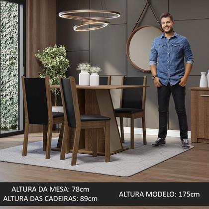 Imagem de Conjunto Sala De Jantar Mesa Tampo De Madeira 4 Cadeiras Rustic/crema/preto Sophie Madesa
