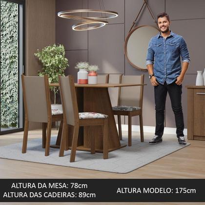 Imagem de Conjunto Sala de Jantar Mesa Tampo de Madeira 4 Cadeiras Rustic/Hibiscos Sophie Madesa