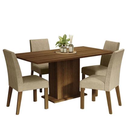 Imagem de Conjunto Sala de Jantar Mesa Tampo de Madeira 4 Cadeiras Rustic/Imperial Keila Madesa