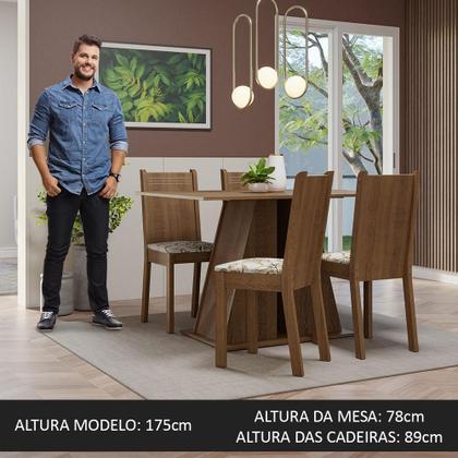 Conjunto Sala de Jantar Mesa Tampo de Madeira 4 Cadeiras Rustic/Lírio Bege Marilyn Madesa Imagem de Conjunto Sala de Jantar Mesa Tampo de Madeira 4 Cadeiras Rustic/Lírio Bege Marilyn Madesa