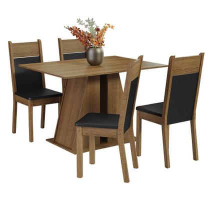 Imagem de Conjunto Sala de Jantar Mesa Tampo de Madeira 4 Cadeiras Rustic/Preto Angel Madesa