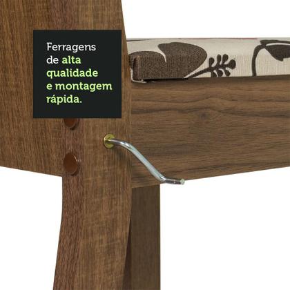 Imagem de Conjunto Sala de Jantar Mesa Tampo de Madeira 4 Cadeiras Rustic/Preto/Floral Hibiscos Samara Madesa