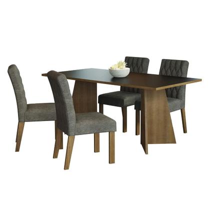 Imagem de Conjunto Sala de Jantar Mesa Tampo de Madeira 4 Cadeiras Rustic/Preto/Silver Ruby Madesa