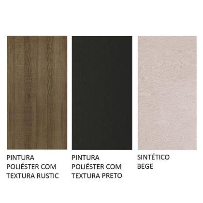 Imagem de Conjunto Sala de Jantar Mesa Tampo de Madeira 4 Cadeiras Rustic/Preto/Sintético Bege Samara Madesa