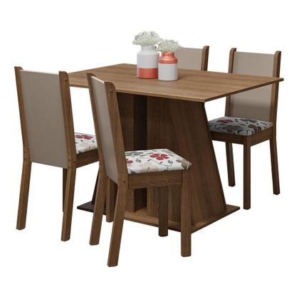 Imagem de Conjunto Sala de Jantar Mesa Tampo de Madeira 4 Cadeiras Rustic Sophie Madesa