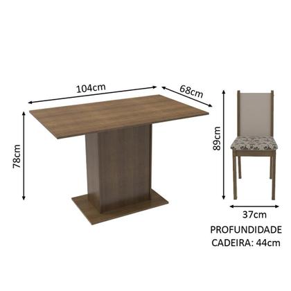 Imagem de Conjunto Sala de Jantar Mesa Tampo de Madeira 4 Cadeiras Talita Madesa
