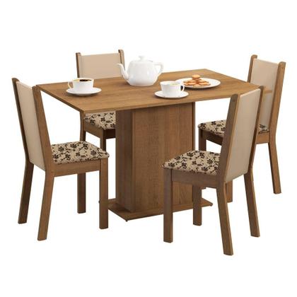 Imagem de Conjunto Sala de Jantar Mesa Tampo de Madeira 4 Cadeiras Talita Madesa