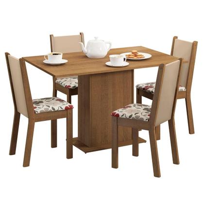 Imagem de Conjunto Sala de Jantar Mesa Tampo de Madeira 4 Cadeiras Talita Madesa