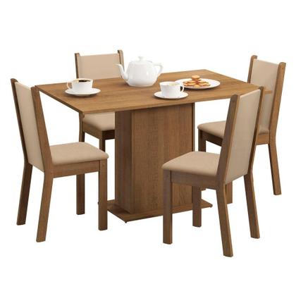 Imagem de Conjunto Sala de Jantar Mesa Tampo de Madeira 4 Cadeiras Talita Madesa