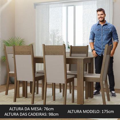 Conjunto Sala de Jantar Mesa Tampo de Madeira 6 Cadeiras Bahamas Madesa Imagem de Conjunto Sala de Jantar Mesa Tampo de Madeira 6 Cadeiras Bahamas Madesa