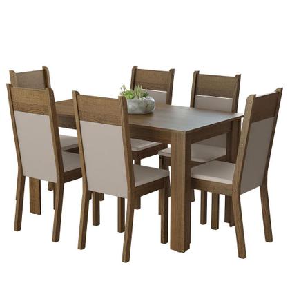 Conjunto Sala de Jantar Mesa Tampo de Madeira 6 Cadeiras Bahamas Madesa Imagem de Conjunto Sala de Jantar Mesa Tampo de Madeira 6 Cadeiras Bahamas Madesa