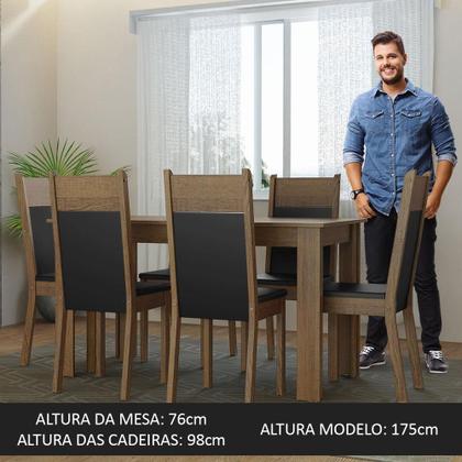 Conjunto Sala de Jantar Mesa Tampo de Madeira 6 Cadeiras Bahamas Madesa Imagem de Conjunto Sala de Jantar Mesa Tampo de Madeira 6 Cadeiras Bahamas Madesa