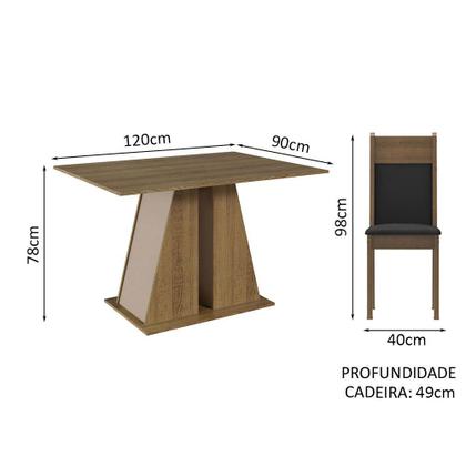 Conjunto Sala de Jantar Mesa Tampo de Madeira 6 Cadeiras Beverly Madesa Imagem de Conjunto Sala de Jantar Mesa Tampo de Madeira 6 Cadeiras Beverly Madesa