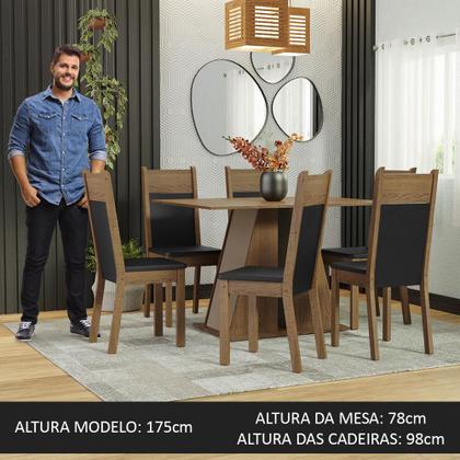 Conjunto Sala de Jantar Mesa Tampo de Madeira 6 Cadeiras Beverly Madesa Imagem de Conjunto Sala de Jantar Mesa Tampo de Madeira 6 Cadeiras Beverly Madesa