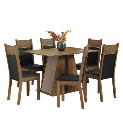 Conjunto Sala de Jantar Mesa Tampo de Madeira 6 Cadeiras Beverly Madesa Imagem de Conjunto Sala de Jantar Mesa Tampo de Madeira 6 Cadeiras Beverly Madesa