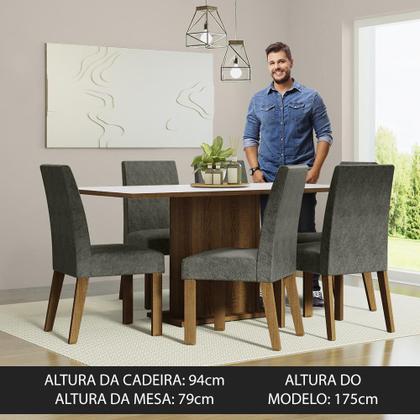 Imagem de Conjunto Sala de Jantar Mesa Tampo de Madeira 6 Cadeiras Rustic/Branco/Silver Renata Madesa