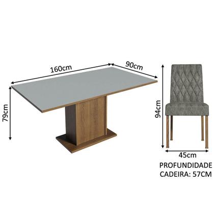 Imagem de Conjunto Sala de Jantar Mesa Tampo de Madeira 6 Cadeiras Rustic/Cinza/Silver Hanna Madesa
