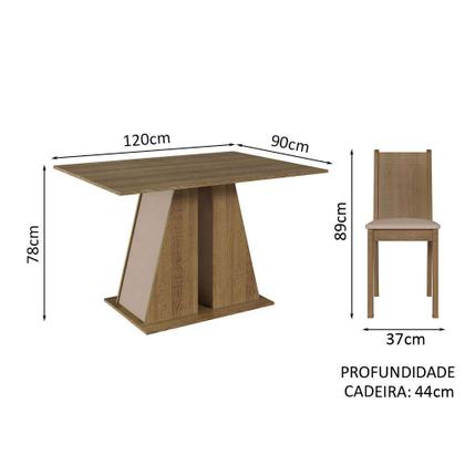 Imagem de Conjunto Sala de Jantar Mesa Tampo de Madeira 6 Cadeiras Rustic/Crema/Bege Sharon Madesa