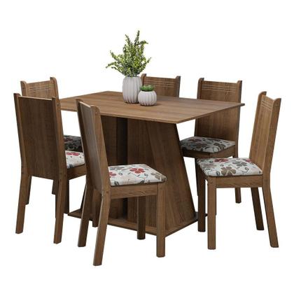 Imagem de Conjunto Sala de Jantar Mesa Tampo de Madeira 6 Cadeiras Rustic/Hibiscos Sharon Madesa