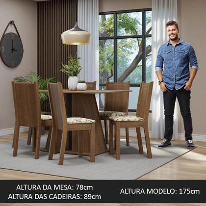 Conjunto Sala de Jantar Mesa Tampo de Madeira 6 Cadeiras Rustic/Lírio Bege Sharon Madesa Imagem de Conjunto Sala de Jantar Mesa Tampo de Madeira 6 Cadeiras Rustic/Lírio Bege Sharon Madesa