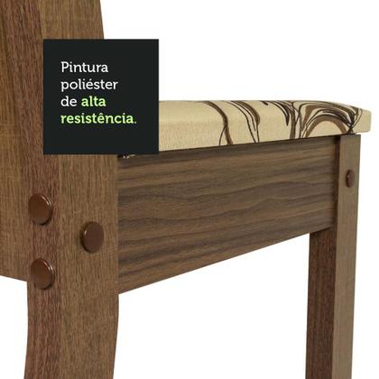 Conjunto Sala de Jantar Mesa Tampo de Madeira 6 Cadeiras Rustic/Lírio Bege Sharon Madesa Imagem de Conjunto Sala de Jantar Mesa Tampo de Madeira 6 Cadeiras Rustic/Lírio Bege Sharon Madesa