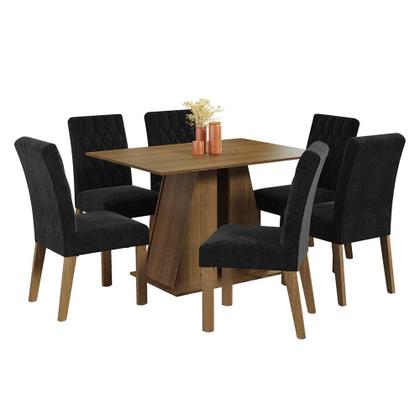 Imagem de Conjunto Sala de Jantar Mesa Tampo de Madeira 6 Cadeiras Rustic/Oxford Fabiana Madesa