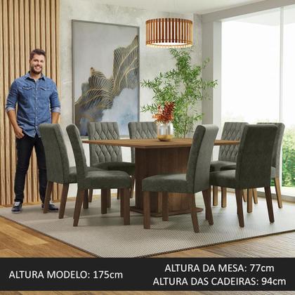 Imagem de Conjunto Sala de Jantar Mesa Tampo de Madeira 8 Cadeiras Rustic/Silver Leila Madesa