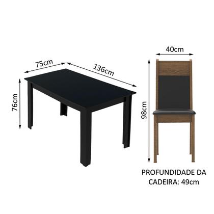 Conjunto Sala de Jantar Mesa Tampo de Madeira com 4 Cadeiras Havana Madesa Imagem de Conjunto Sala de Jantar Mesa Tampo de Madeira com 4 Cadeiras Havana Madesa