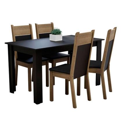 Conjunto Sala de Jantar Mesa Tampo de Madeira com 4 Cadeiras Havana Madesa Imagem de Conjunto Sala de Jantar Mesa Tampo de Madeira com 4 Cadeiras Havana Madesa