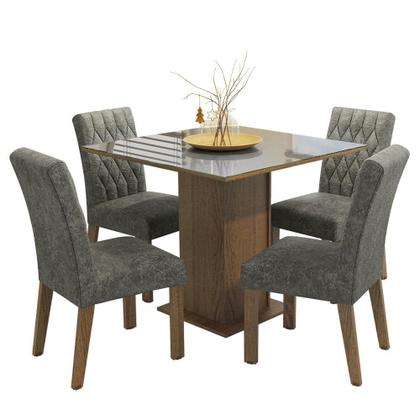 Imagem de Conjunto Sala de Jantar Mesa Tampo de Vidro 4 Cadeiras Anaju Madesa