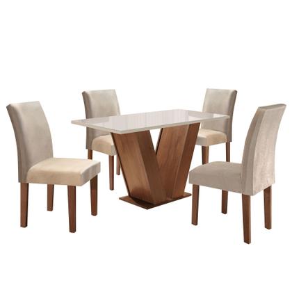 Imagem de Conjunto Sala de Jantar Mesa Tampo de Vidro 4 Cadeiras Espanha Yescasa