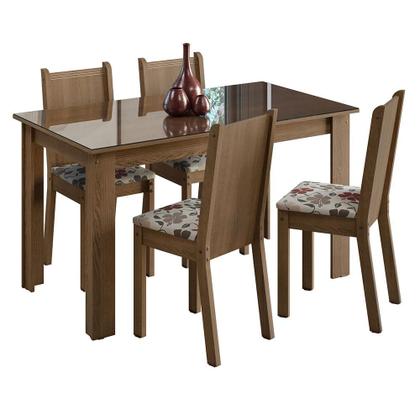 Imagem de Conjunto Sala de Jantar Mesa Tampo de Vidro 4 Cadeiras Kiara Madesa