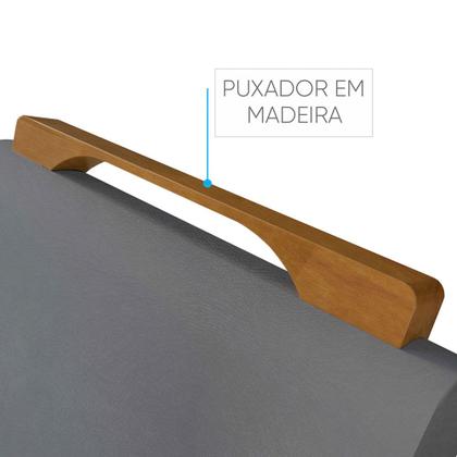 Imagem de Conjunto Sala de Jantar Mesa Tampo de Vidro 4 Cadeiras Lisboa Mundial Móveis Mel/Cinza