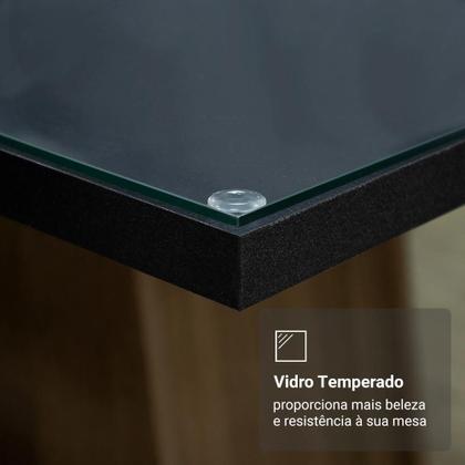 Imagem de Conjunto Sala de Jantar Mesa Tampo de Vidro 4 Cadeiras Preto/Rustic Camélia Madesa