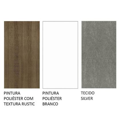 Imagem de Conjunto Sala de Jantar Mesa Tampo de Vidro 4 Cadeiras Rustic/Branco/Silver Avril Madesa