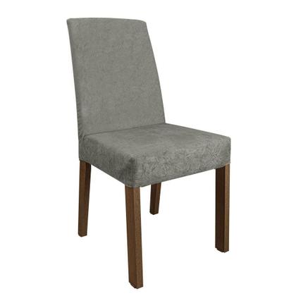 Imagem de Conjunto Sala de Jantar Mesa Tampo de Vidro 4 Cadeiras Rustic/Cinza/Silver Anne Madesa