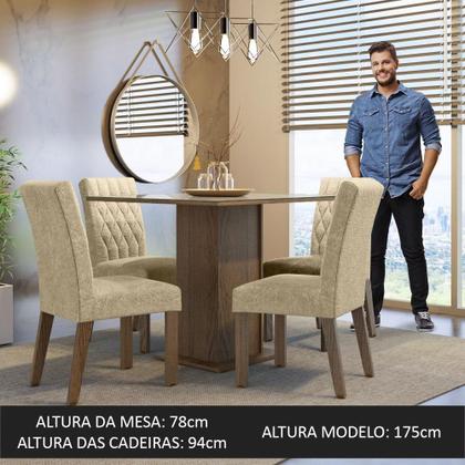 Imagem de Conjunto Sala de Jantar Mesa Tampo de Vidro 4 Cadeiras Rustic/Crema/Imperial Anaju Madesa