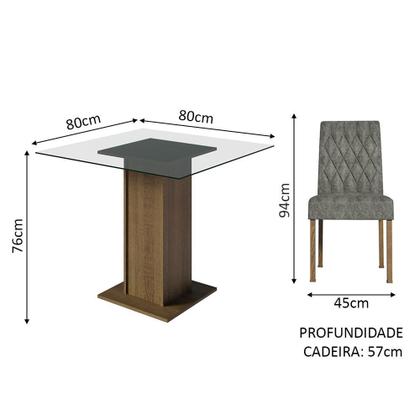 Imagem de Conjunto Sala de Jantar Mesa Tampo de Vidro 4 Cadeiras Rustic Noemi Madesa
