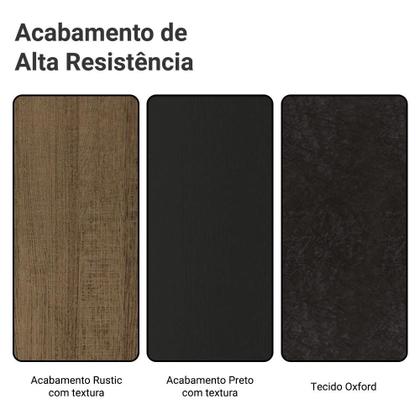 Imagem de Conjunto Sala de Jantar Mesa Tampo de Vidro 4 Cadeiras Rustic/Preto/Oxford Reale Madesa