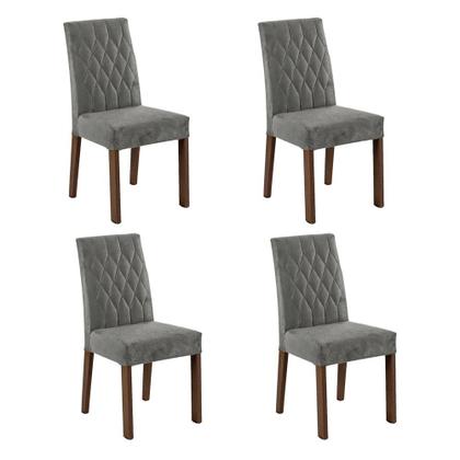 Imagem de Conjunto Sala de Jantar Mesa Tampo de Vidro 4 Cadeiras Rustic/Silver Reale Madesa