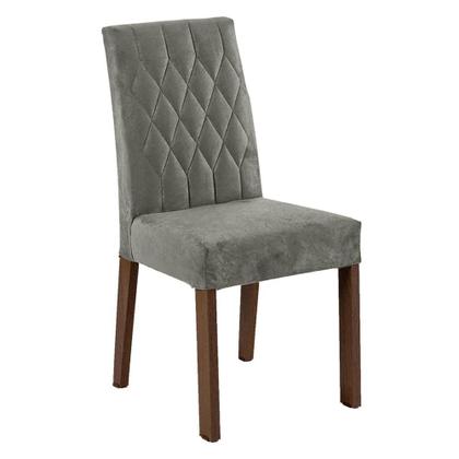 Imagem de Conjunto Sala de Jantar Mesa Tampo de Vidro 4 Cadeiras Rustic/Silver Reale Madesa