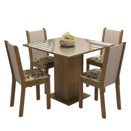 Imagem de Conjunto Sala de Jantar Mesa Tampo de Vidro 4 Cadeiras Tifani Madesa