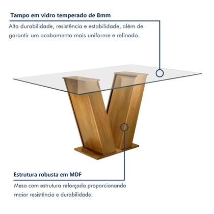 Imagem de Conjunto Sala de Jantar Mesa Tampo de Vidro 6 Cadeiras Classic