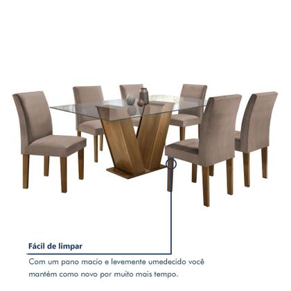 Imagem de Conjunto Sala de Jantar Mesa Tampo de Vidro 6 Cadeiras Classic