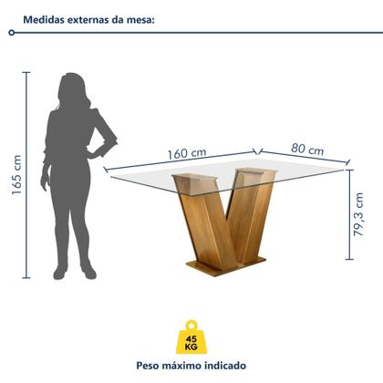 Imagem de Conjunto Sala de Jantar Mesa Tampo de Vidro 6 Cadeiras Classic