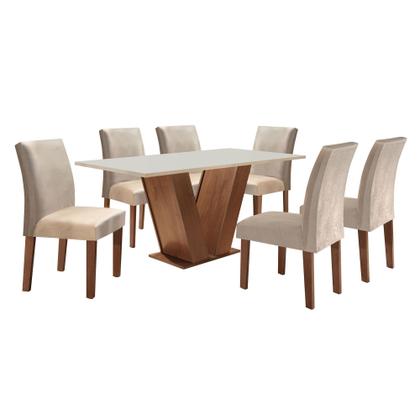 Imagem de Conjunto Sala de Jantar Mesa Tampo de Vidro 6 Cadeiras Espanha Yescasa