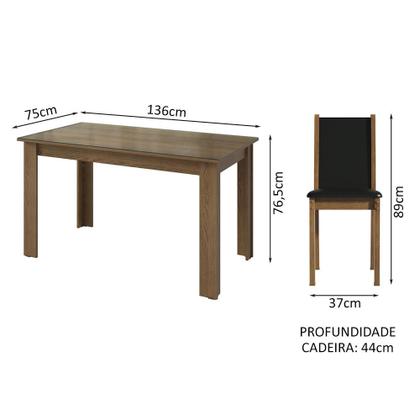 Conjunto Sala de Jantar Mesa Tampo de Vidro 6 Cadeiras Heloísa Madesa Imagem de Conjunto Sala de Jantar Mesa Tampo de Vidro 6 Cadeiras Heloísa Madesa